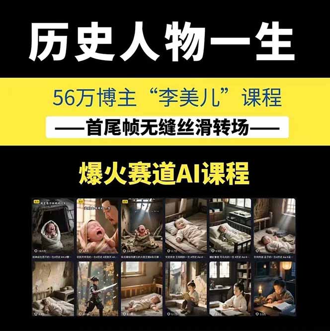 插图2–AI历史人物赛道课程，2个月涨粉56万，含伙伴计划与收徒运营策略–免费资源分享站