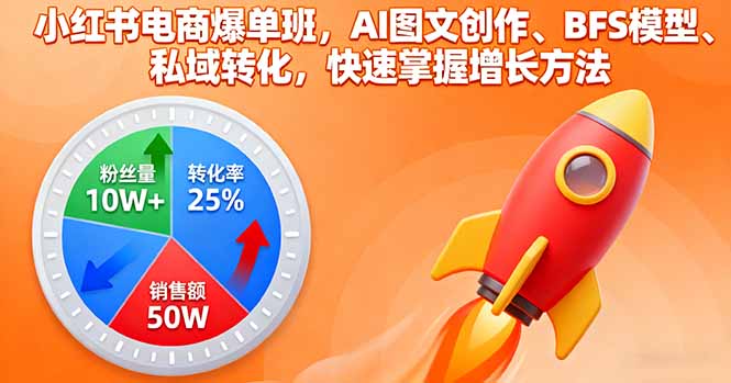 插图1–小红书电商爆单班,AI图文创作、BFS模型、私域转化,快速掌握增长方法–免费资源分享站