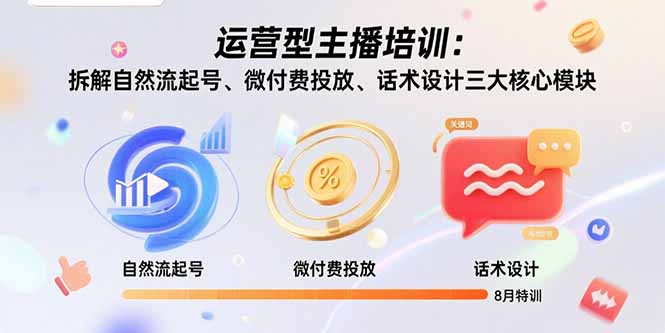 插图1–运营型主播培训:拆解自然流起号、微付费投放、话术设计三大核心模块-8月–免费资源分享站