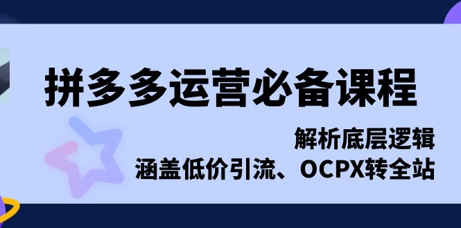 插图1–拼多多运营必备课程,解析底层逻辑,涵盖低价引流、OCPX转全站–免费资源分享站