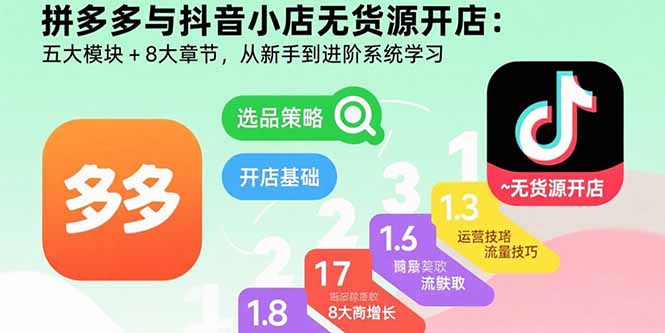 插图1–拼多多与抖音小店无货源开店:五大模块+8大章节,从新手到进阶系统学习–免费资源分享站