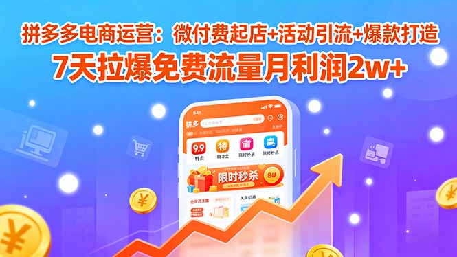 插图1–拼多多电商运营:微付费起店+活动引流+爆款打造 7天拉爆免费流量月利润2w+–免费资源分享站