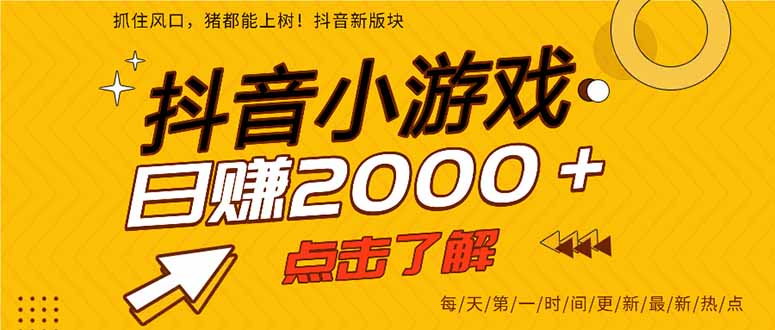 插图1–25年爆火的抖音小游戏项目，一部手机日入2000+–免费资源分享站