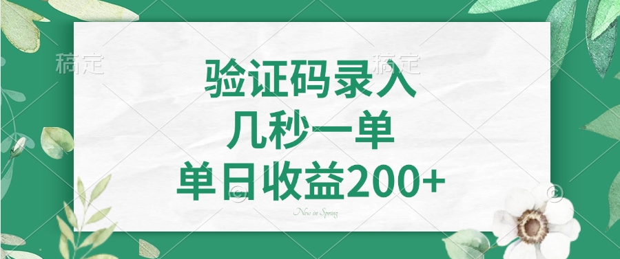 插图1–验证码录入，几秒一单，单日收益200+–免费资源分享站