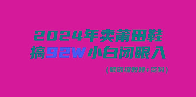 插图1–(9329期)2024年卖莆田鞋，搞了92W，小白闭眼操作！–免费资源分享站
