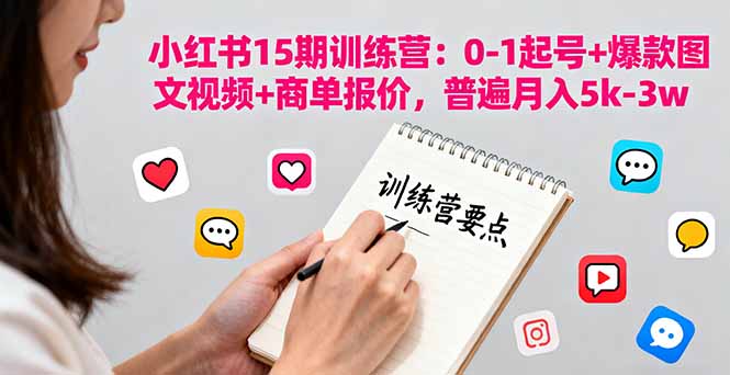 插图1–小红书15期训练营:0-1起号+爆款图文视频+商单报价,普遍月入5k-3w–免费资源分享站