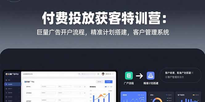 插图1–付费投放获客特训营:巨量广告开户流程,精准计划搭建,客户管理系统–免费资源分享站