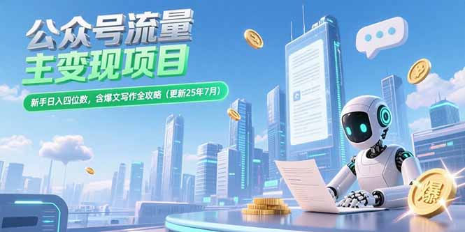 插图1–公众号流量主变现项目,新手日入四位数,含爆文写作全攻略(更新25年7月–免费资源分享站
