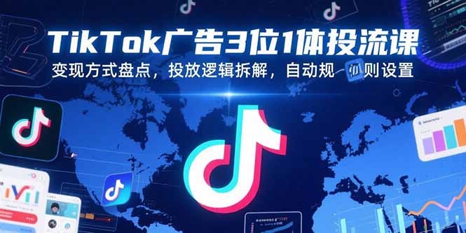插图1–TikTok广告3位1体投流课,变现方式盘点,投放逻辑拆解,自动规则设置–免费资源分享站