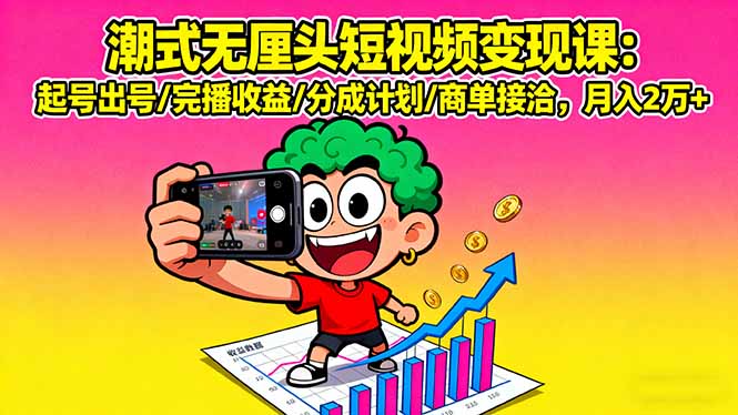 插图1–潮式无厘头短视频变现课：起号出号/完播收益/分成计划/商单接洽，月入2万+–免费资源分享站