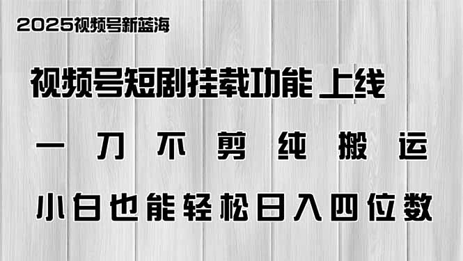 插图1–视频号短剧挂载功能上线,一刀不剪纯搬运,小白也能轻松日入四位数–免费资源分享站