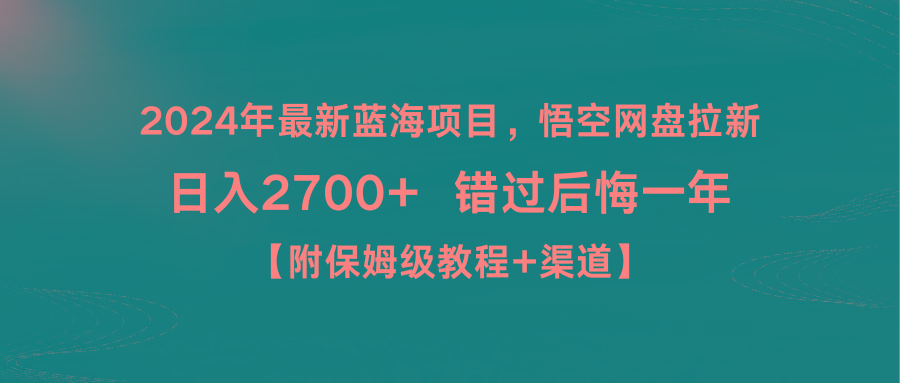 插图1–2024年最新蓝海项目,悟空网盘拉新,日入2700+错过后悔一年【附保姆级教...–免费资源分享站