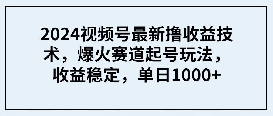 插图1–(9651期) 2024视频号最新撸收益技术，爆火赛道起号玩法，收益稳定，单日1000+–免费资源分享站
