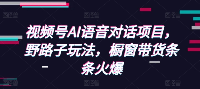 视频号AI语音对话项目,野路子玩法,橱窗带货条条火爆