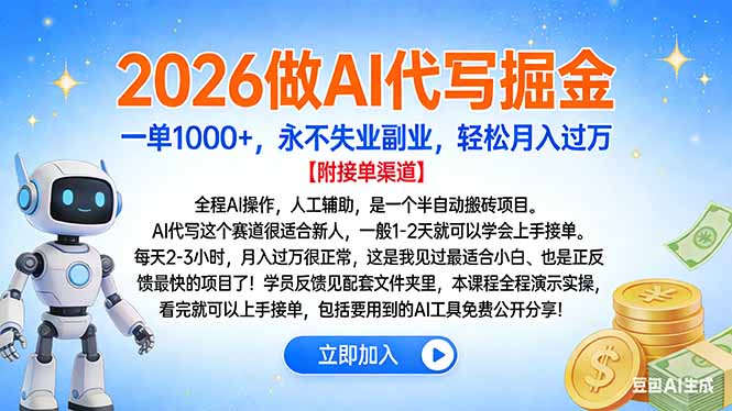 插图1–2026做AI代写掘金,一单1000+,永不失业副业,轻松月入过万–免费资源分享站