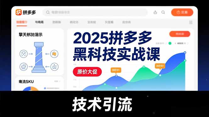 插图1–2025拼多多黑科技实战课,擎天柱玩法、爆流SKU、原价大促,技术引流,单店日销轻松破千单–免费资源分享站