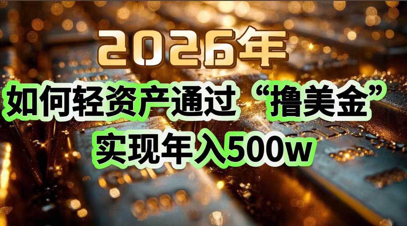 插图1–2026年如何轻资产通过“撸美金”实现年入500w–免费资源分享站