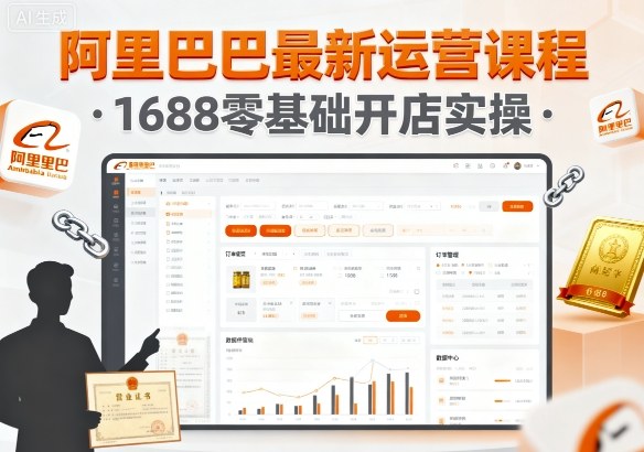 阿里巴巴最新运营课程,1688零基础开店实操