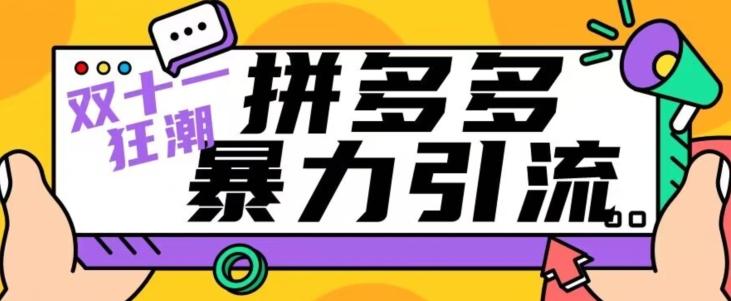 【首发】双十一拼多多暴力引流,日引300+微信