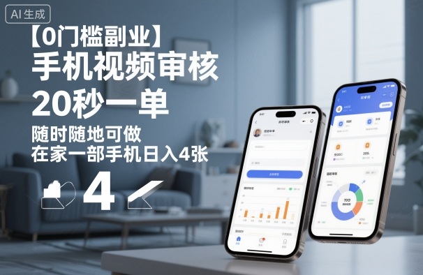 【0门槛副业】手机视频审核,20秒一单,随时随地可做,在家一部手机日入4张【揭秘】