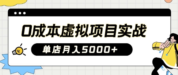 0成本虚拟项目实战手把手教你落地,单店月入5k