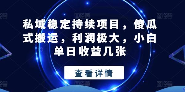 私域稳定持续项目,傻瓜式搬运,利润极大,小白单日收益几张【揭秘】