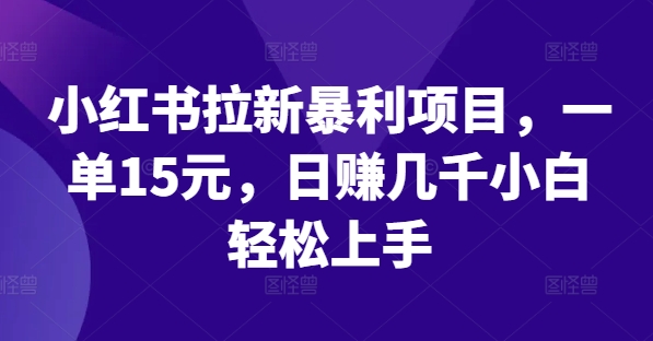 小红书拉新暴利项目,一单15元,日赚几千小白轻松上手【揭秘】