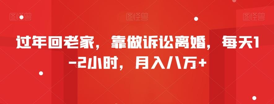 过年回老家,靠做诉讼离婚,每天1-2小时,月入八万+
