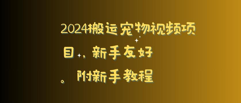 2024搬运宠物视频项目,新手友好,完美去重,附新手教程【揭秘】