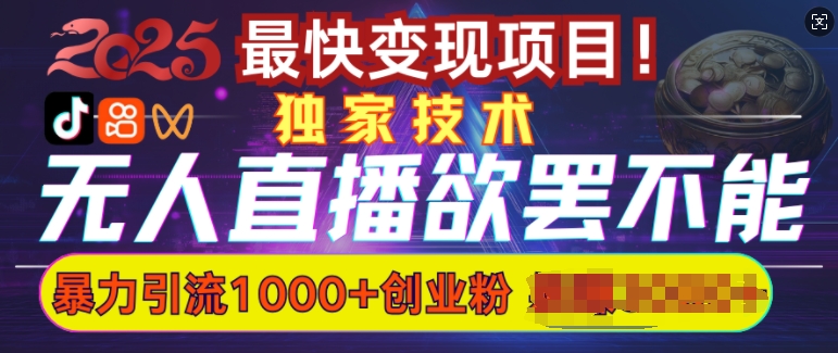 欲罢不能的无人直播引流,超暴力日引流1000+高质量精准创业粉