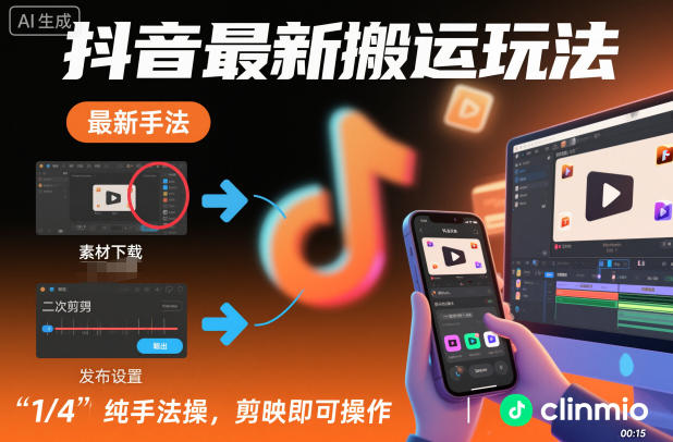 抖音最新搬运玩法，纯手法操作，剪映即可操作