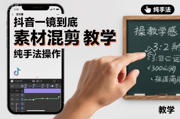 抖音一镜到底素材混剪教学，纯手法操作