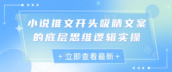 小说推文开头吸睛文案的底层思维逻辑实操