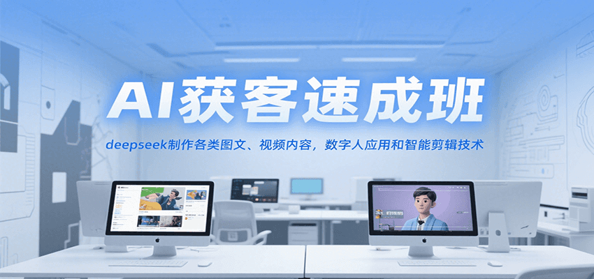 插图1–AI获客速成班，deepseek制作各类图文、视频内容，数字人应用和智能剪辑技术–免费资源分享站