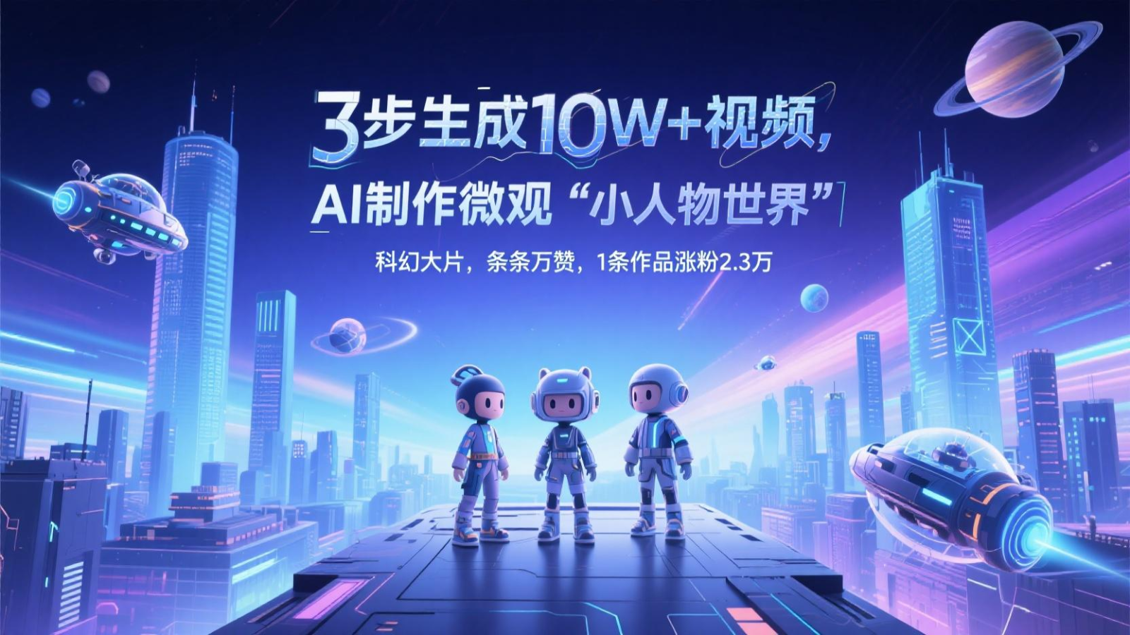 插图1–三步生成10W+视频，AI制作微观“小人物世界”科幻大片，条条万赞，1条作品涨粉2.3万–免费资源分享站