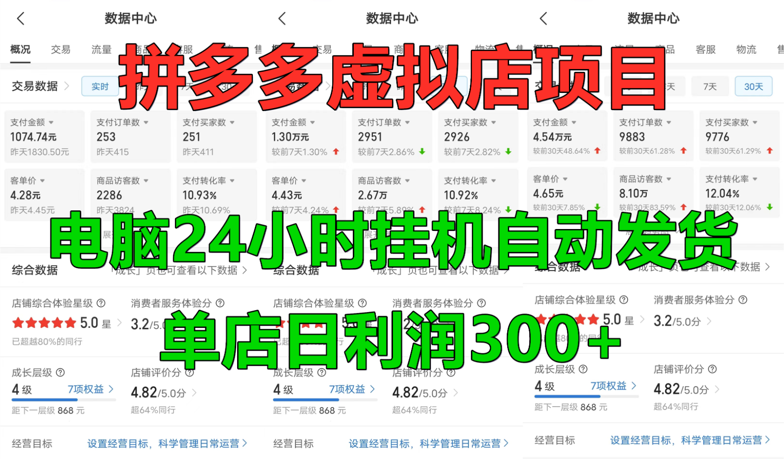 插图1–拼多多虚拟店铺项目，电脑挂机自动发货，单店日利润300+–免费资源分享站
