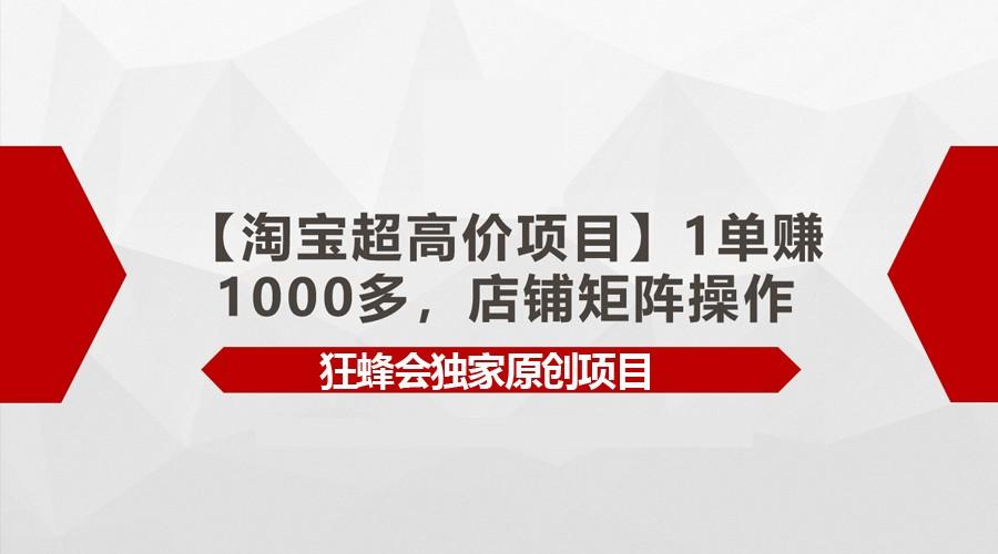 插图1–【淘宝超高价项目】1单赚1000多，店铺矩阵操作–免费资源分享站