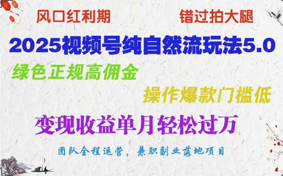 插图1–2025视频号纯自然流玩法5.0，绿色正规高佣金，操作爆款门槛低，变现收益单月轻松过万–免费资源分享站