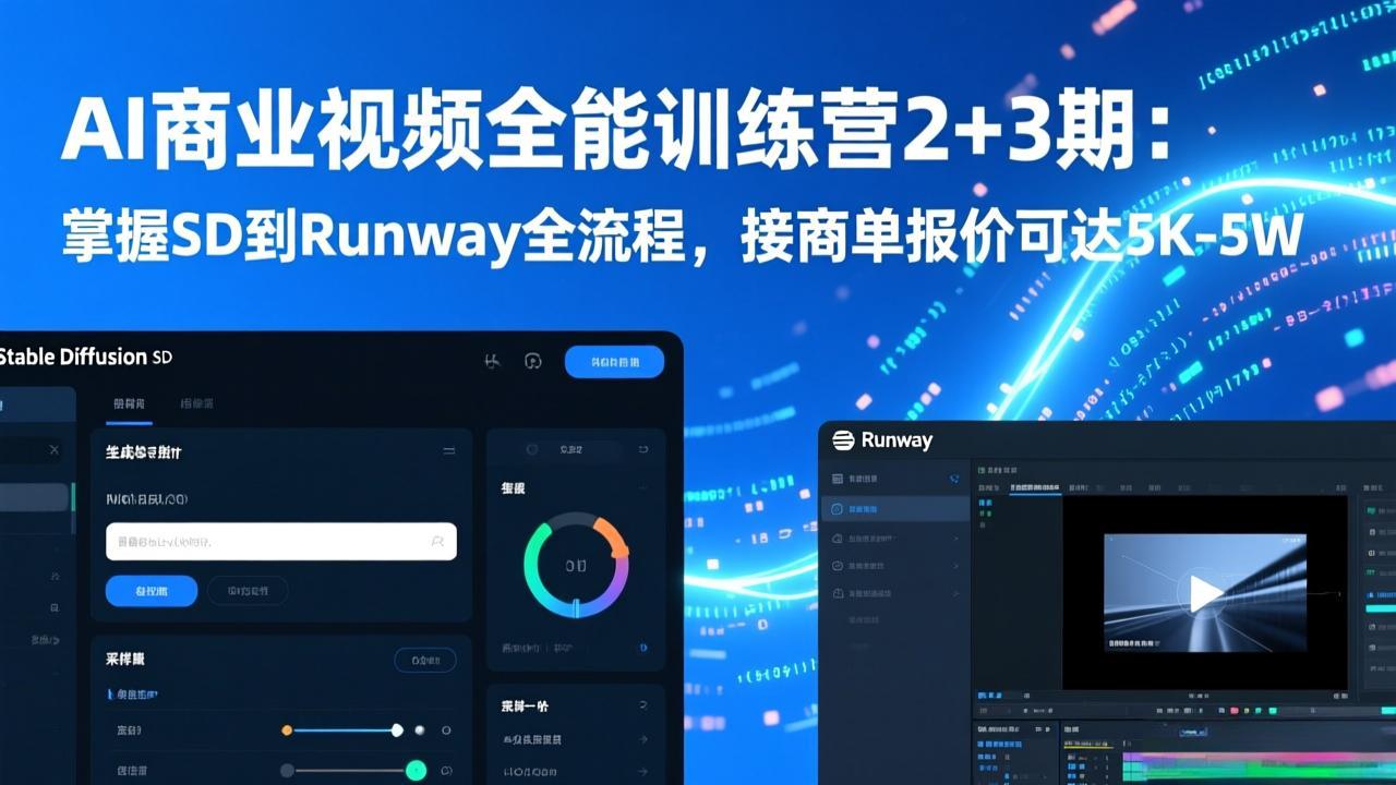 插图1–AI商业视频全能训练营2+3期：掌握SD到Runway全流程，接商单报价可达5K-5W–免费资源分享站