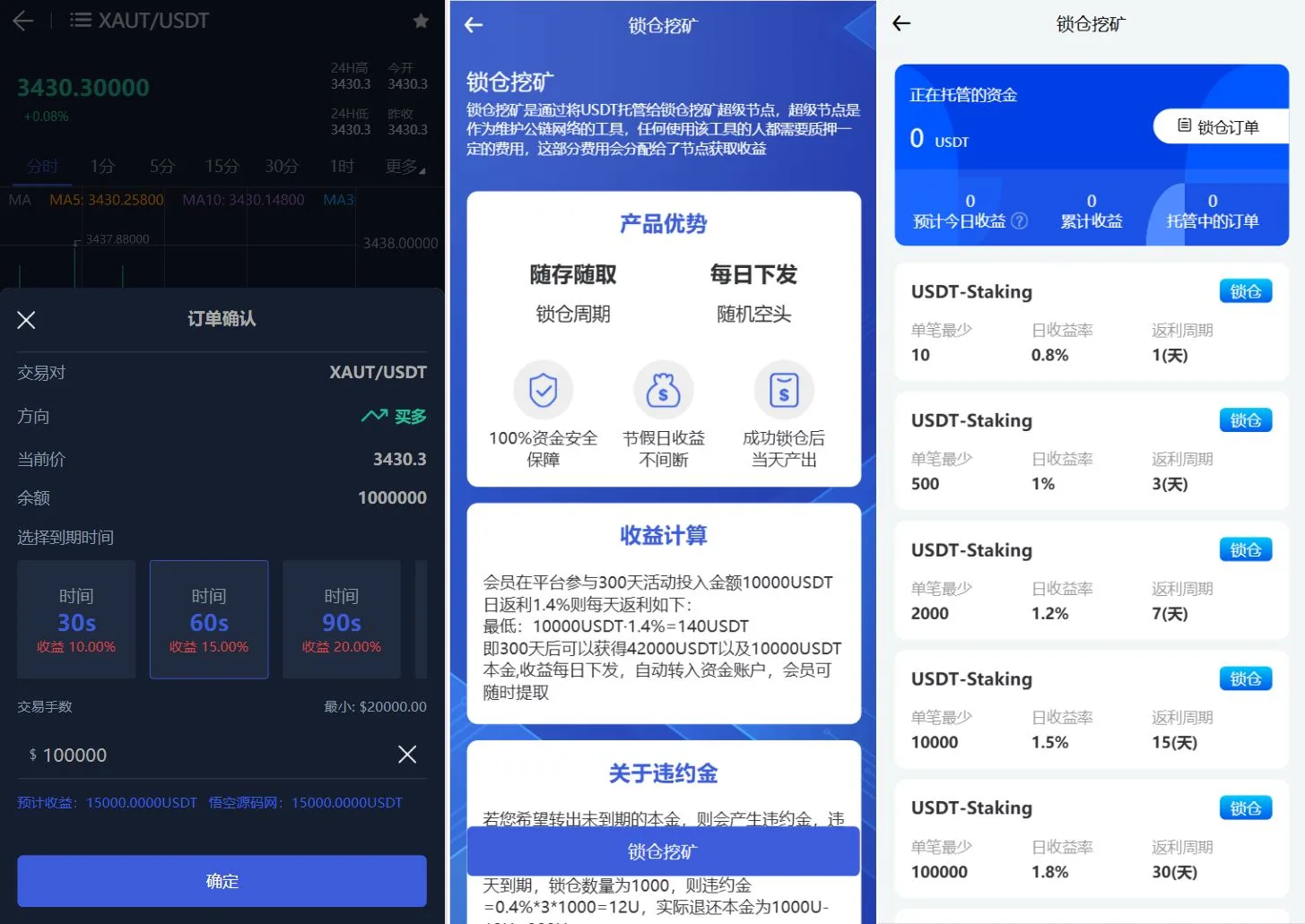 插图2–Phemex多语言交易所源码/期权交易+合约交易+新币申购+锁仓挖矿+平台币发行+K线行情控制/前端uniapp编译后+后端PHP–免费资源分享站