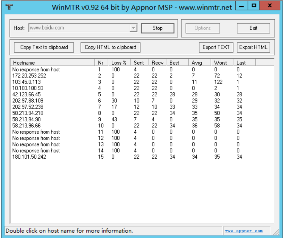 WinMTR(网络诊断器)V0.9.3 绿色版