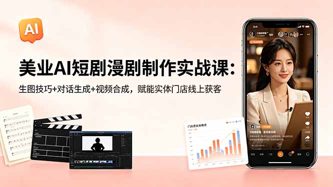 插图1–美业AI短剧漫剧制作实战课:生图技巧+对话生成+视频合成,赋能实体门店线上获客–免费资源分享站