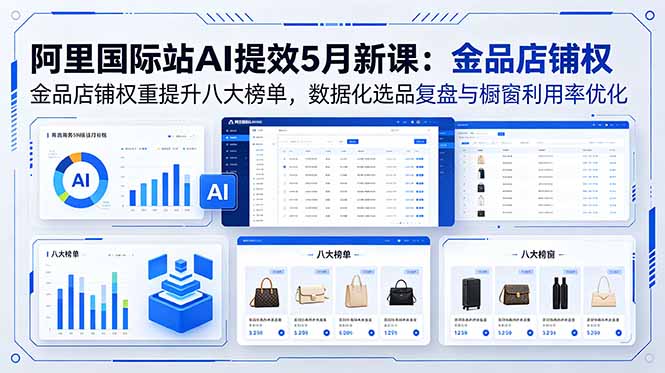 插图1–阿里国际站AI提效5月新课:金品店铺权重提升八大榜单,数据化选品复盘与橱窗利用率优化–免费资源分享站