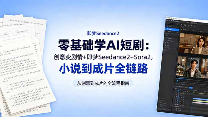 插图1–零基础学AI短剧:创意变剧情+即梦Seedance2+Sora2,小说到成片全链路–免费资源分享站