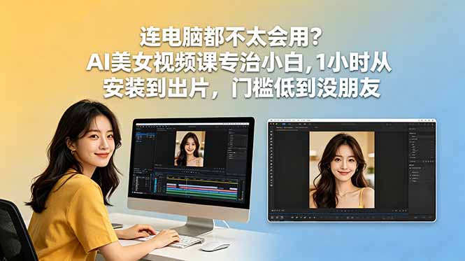 插图1–连电脑都不太会用?AI美女视频课专治小白,1小时从安装到出片,门槛低到没朋友–免费资源分享站