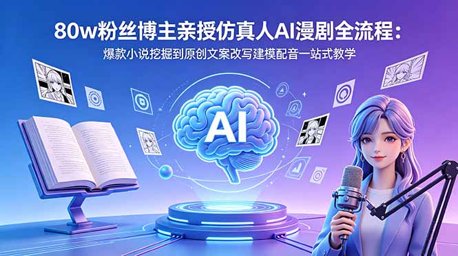 插图1–80w粉丝博主亲授仿真人AI漫剧全流程:爆款小说挖掘到原创文案改写建模配音一站式教学–免费资源分享站