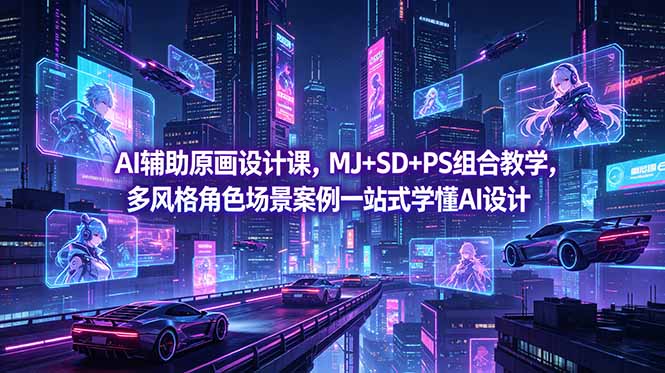 插图1–AI辅助原画设计课,MJ+SD+PS组合教学,多风格角色场景案例一站式学懂AI设计–免费资源分享站